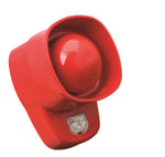 Flash de pared con base para interior, referencia Symphoni de Zettler. Carcasa roja y luz blanca